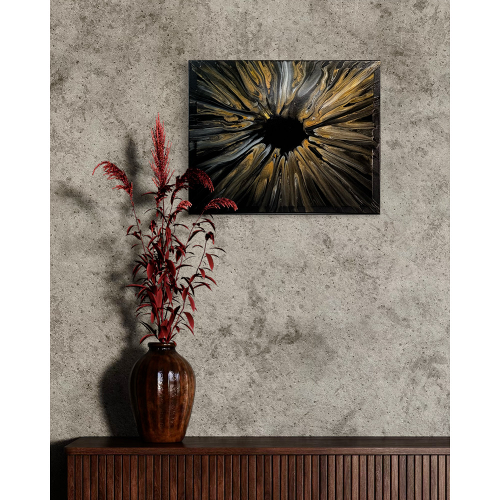 The Shimmering Black Hole an Abstract Acrylic Painting on Canvas 16 x 20